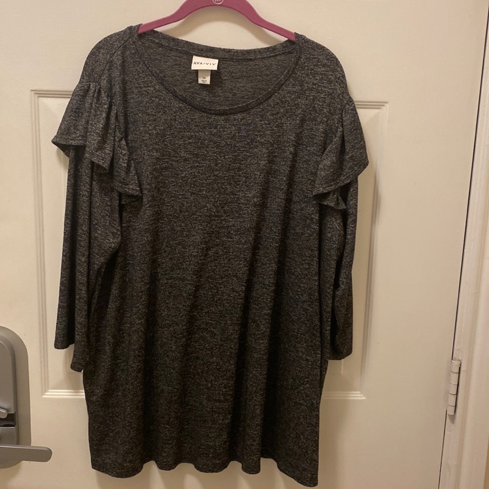 Ava and viv black and gray blouse shirt